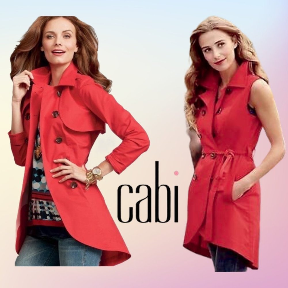CAbi Red Trench Coat & Vest Duo